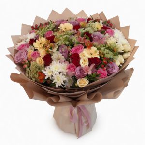 grand rainbow mixed flower bouquet